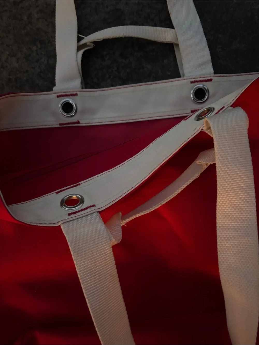 Reisenthel Motherchildbag Red Canvas Tote Bag with White Handles
